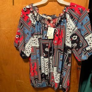 Red /blue womens top